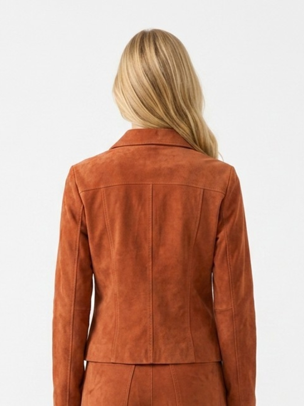 Vintage Women's 100 Percent Suede Leather Rust Cognac Button Front Jacket XLG - Picture 4 of 16